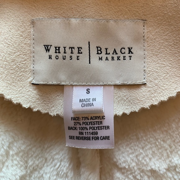 White house black market, cream Faux fur, suede look coat. Size S - Picture 4 of 9